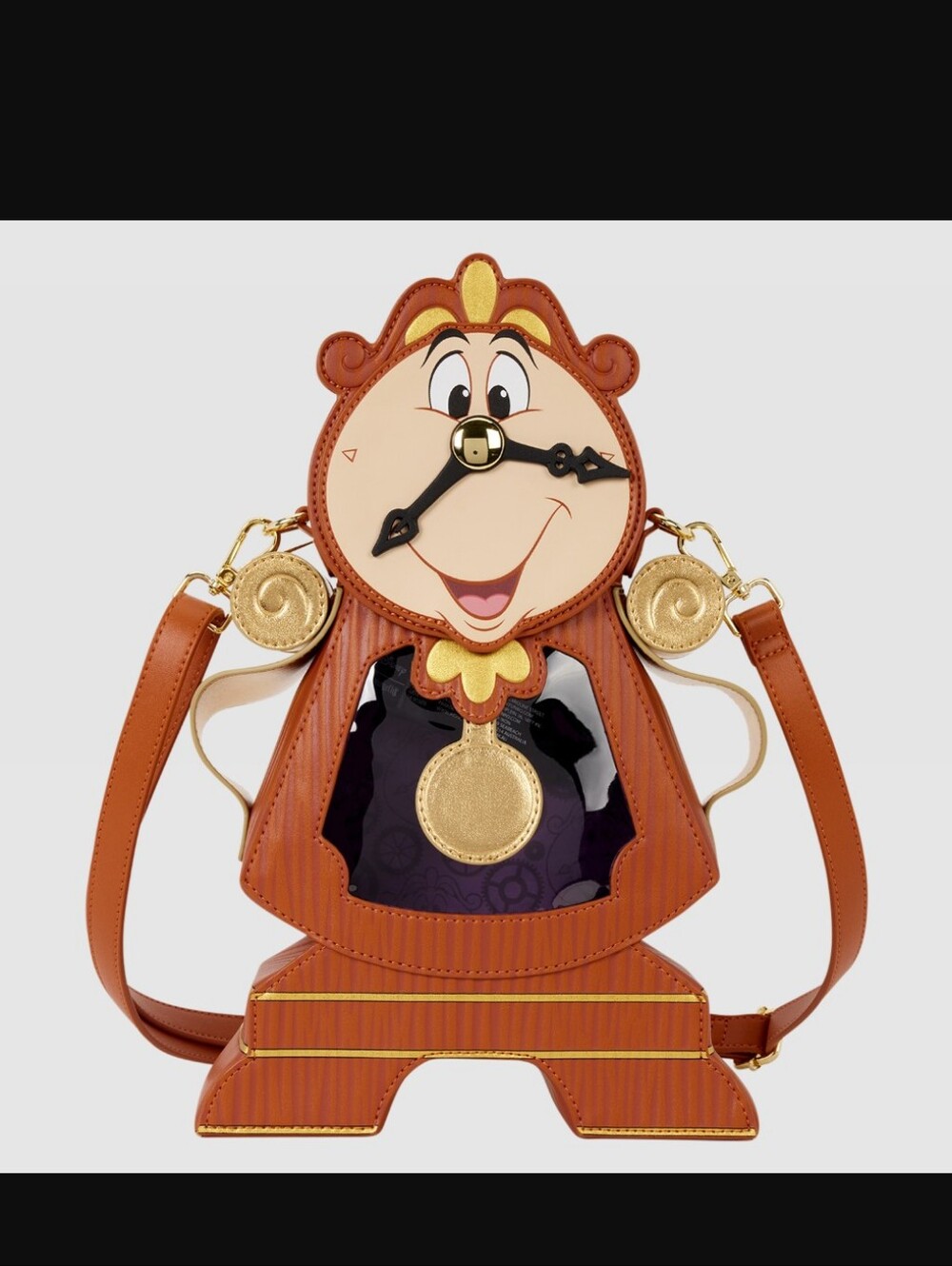 Brown Novelty Cogsworth-Inspired Crossbody Bag